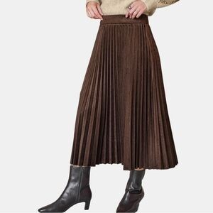 Cupshe Chocolate Brown Pleated Midi Skirt